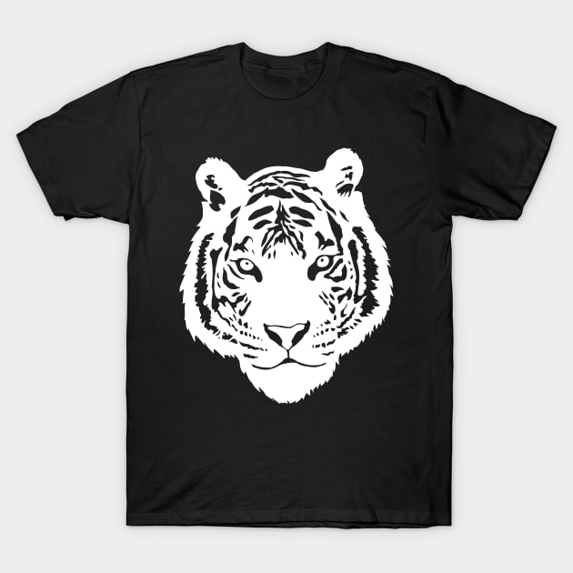 White Tiger White Print T-Shirt by Caloy